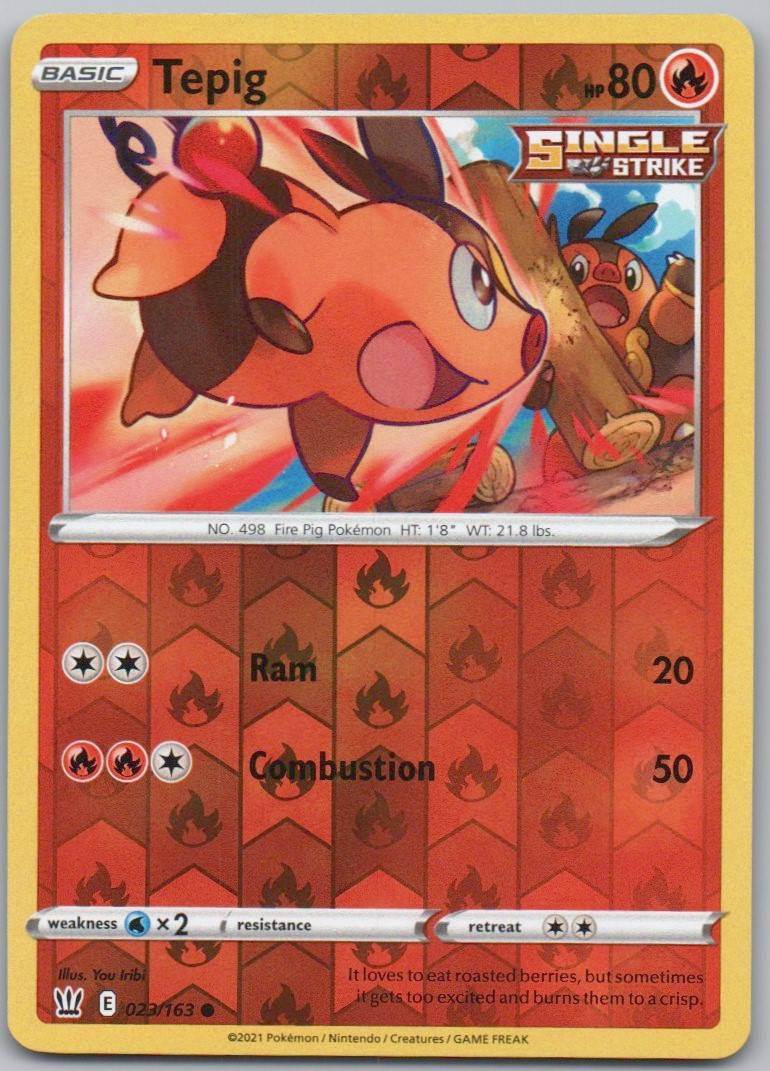 Tepig 023 Reverse Holo Fire Card - Battle Styles