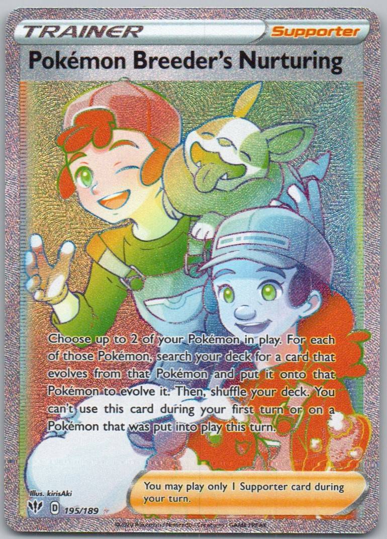 Pokemon Breeder's Nurturing 195 Holo Trainer Card - Darkness Ablaze