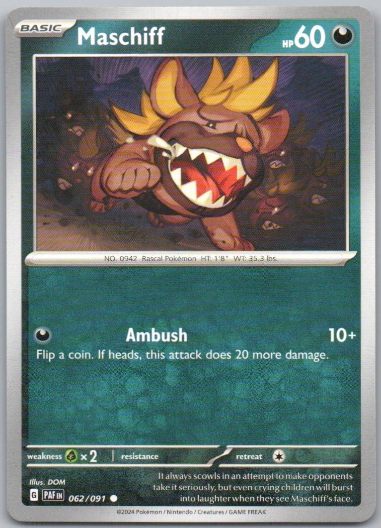 Maschiff 062 Normal Darkness Card - Paldean Fates