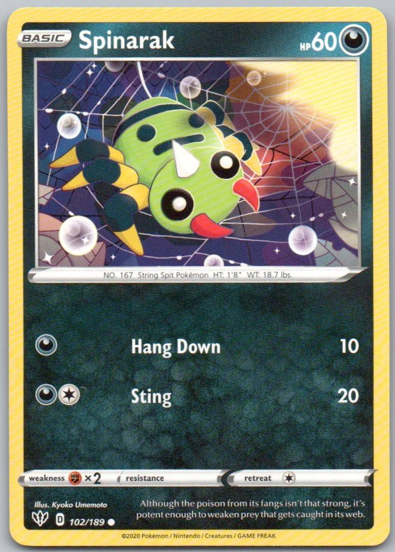 Spinarak 102 Normal Darkness Card - Darkness Ablaze