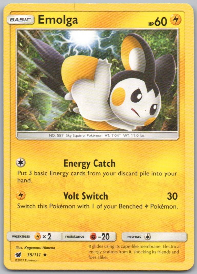Emolga 35 Normal Lightning Card - Crimson Invasion