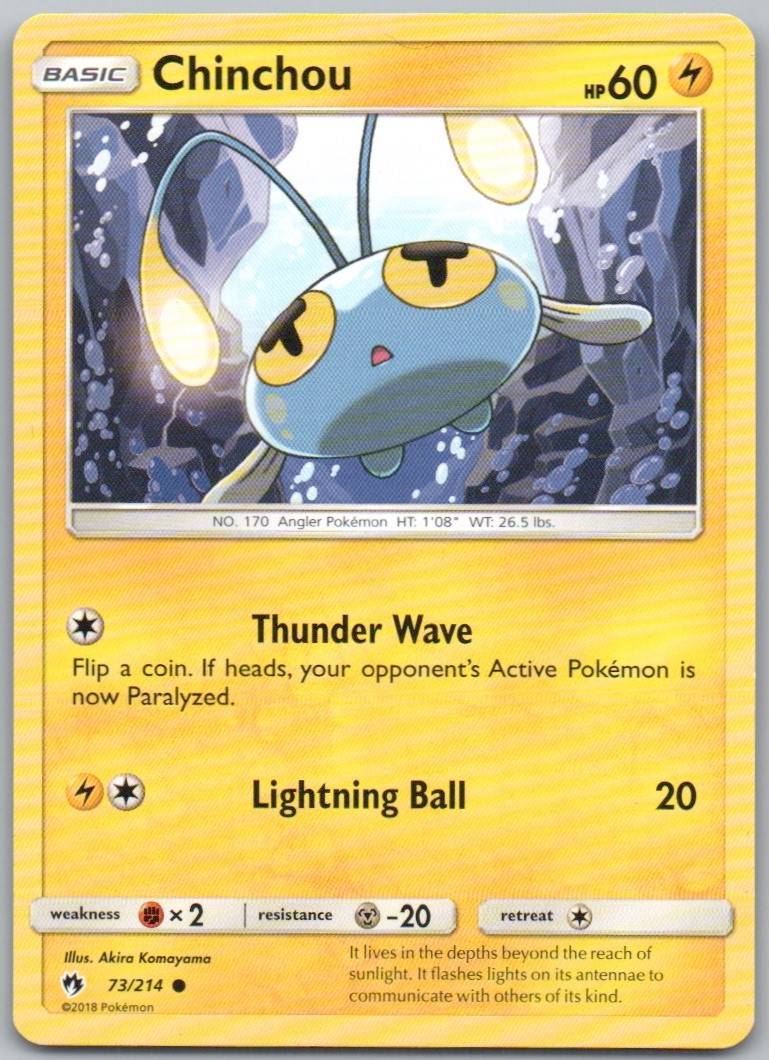Chinchou 073 Normal Lightning Card - Lost Thunder
