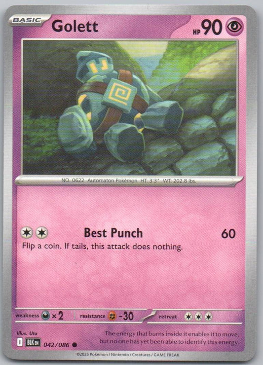 Golett 042 Normal Pokemon Card - Black Bolt