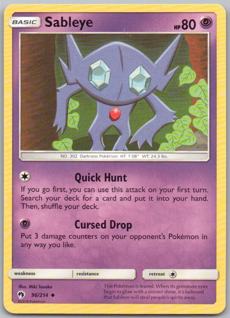 Sableye 096 Normal Psychic Card - Lost Thunder