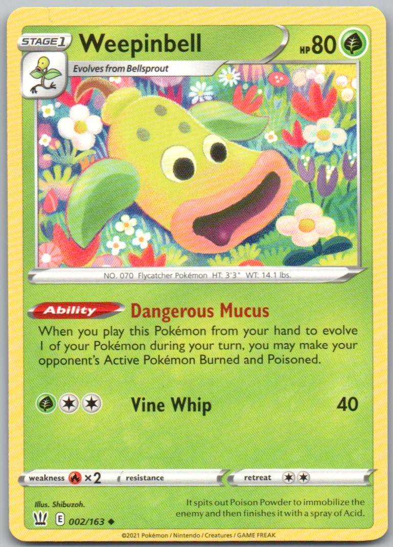 Weepinbell 002 Normal Grass Card - Battle Styles