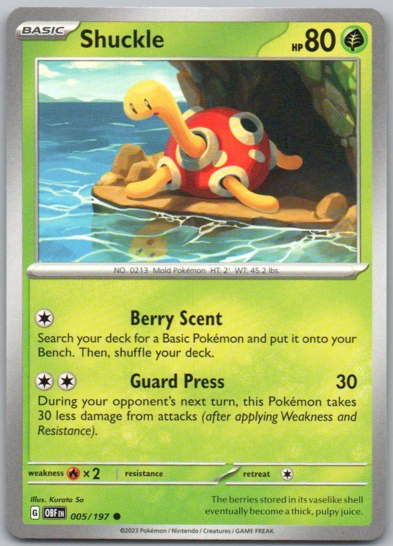 Shuckle 005 Normal Grass Card - Obsidian Flames