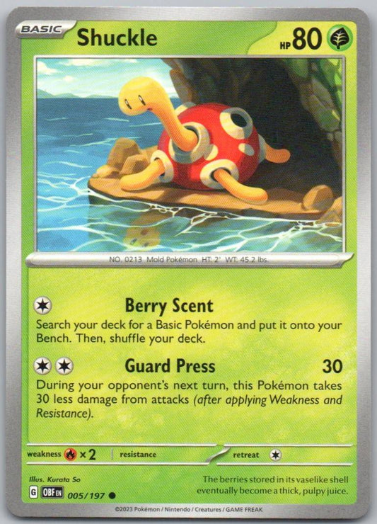 Shuckle 005 Normal Grass Card - Obsidian Flames