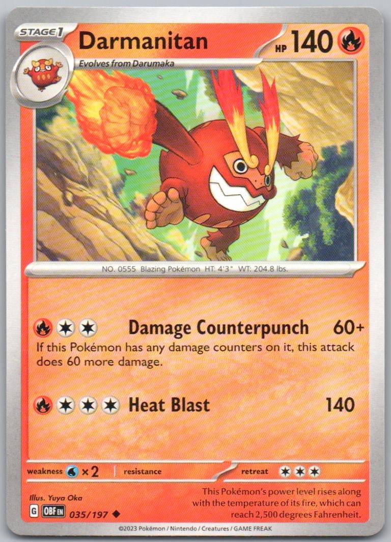 Darmanitan 035 Normal Fire Card - Obsidian Flames