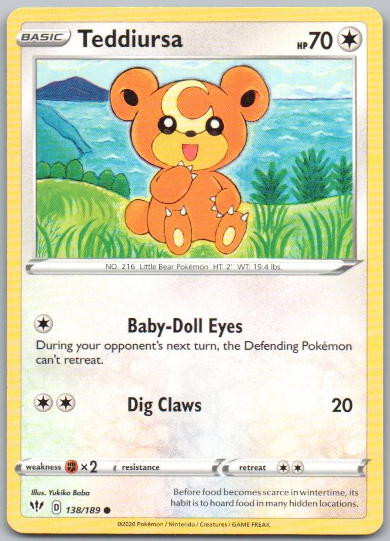 Teddiursa 138 Normal Colorless Card - Darkness Ablaze