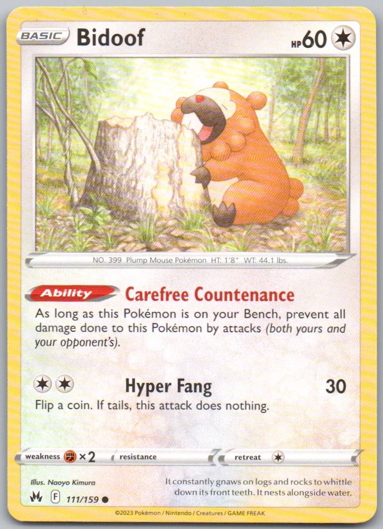 Bidoof 111 Normal Colorless Card - Crown Zenith