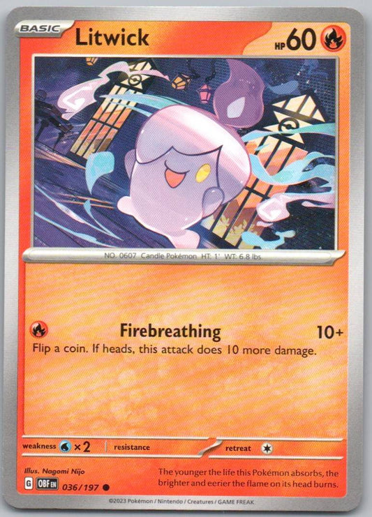 Litwick 036 Normal Fire Card - Obsidian Flames