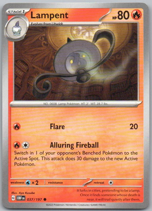 Lampent 037 Normal Fire Card - Obsidian Flames